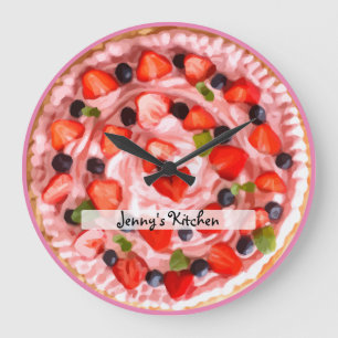 Monogramme tarte à la fraise Horloge murale de la