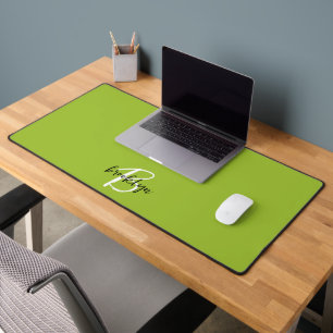 Monogramme tendance vert citron noir blanc