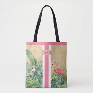 Monogramme tropical Sac fourre-tout de jute Faux B