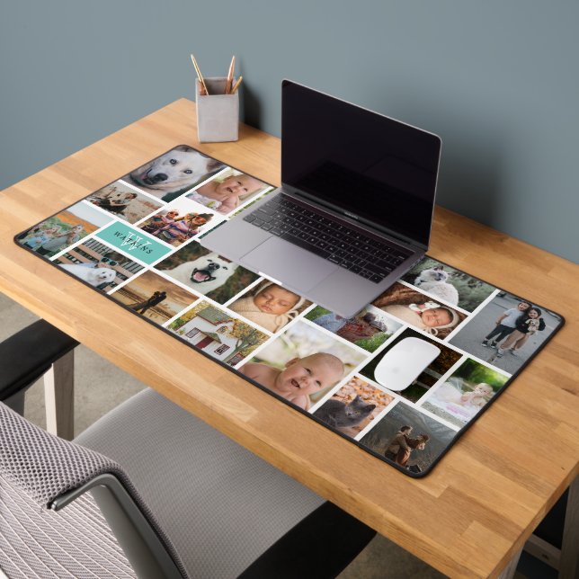 Monogramme Turquoise clair 22 Collage photo (Bureau 2)