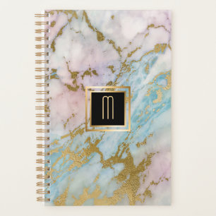 Monogramme Turquoise en marbre clair