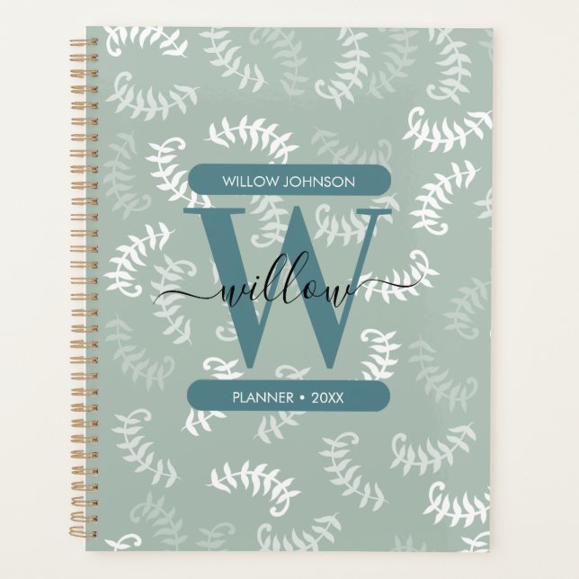 Monogramme turquoise vert Feuille (Devant)