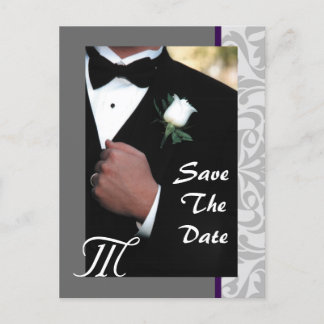 Monogramme Tuxedo Groom Enregistrer La Date Carte 