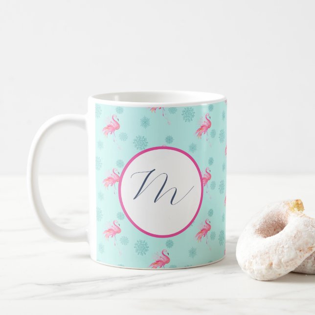 Monogramme unique de Mugs de Noël tropicaux (Avec donut)