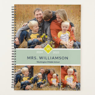 Monogramme Vert Cute Et Photo Professeur Planifica