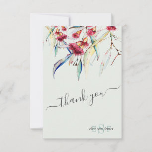 Monogramme Vert Eucalyptus Blossoms Merci