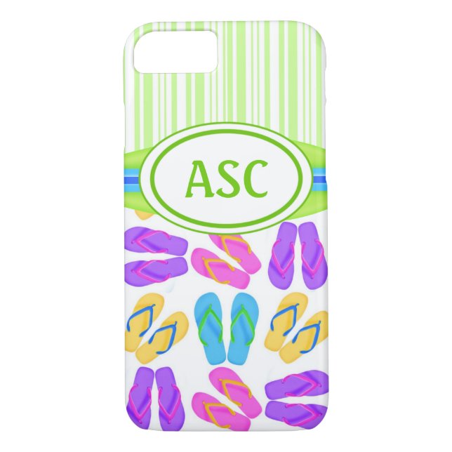 Monogramme vert Flip Flops iPhone 7 Coque (Dos)