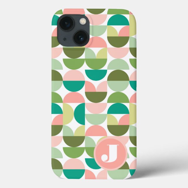 Monogramme vert MOD géométrique iPhone / coque ipa (Verso)
