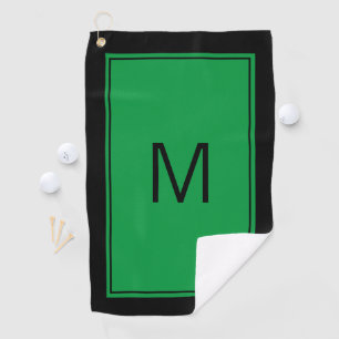 Monogramme vert noir moderne Première serviette de