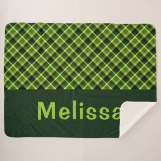 Monogramme vert pois Grande couverture Sherpa