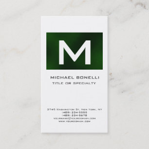 Monogramme vert vert blanc moderne Carte de visite