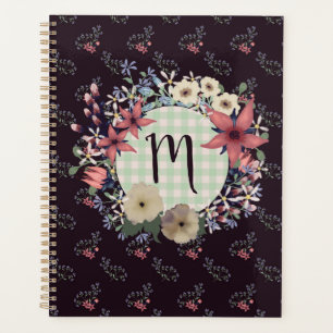 Monogramme vintage de couronne de fleurs