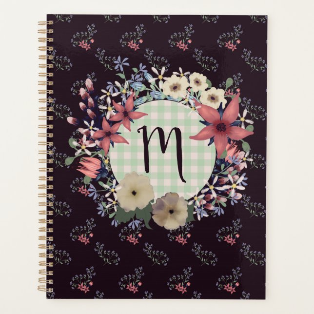 Monogramme vintage de couronne de fleurs (Devant)