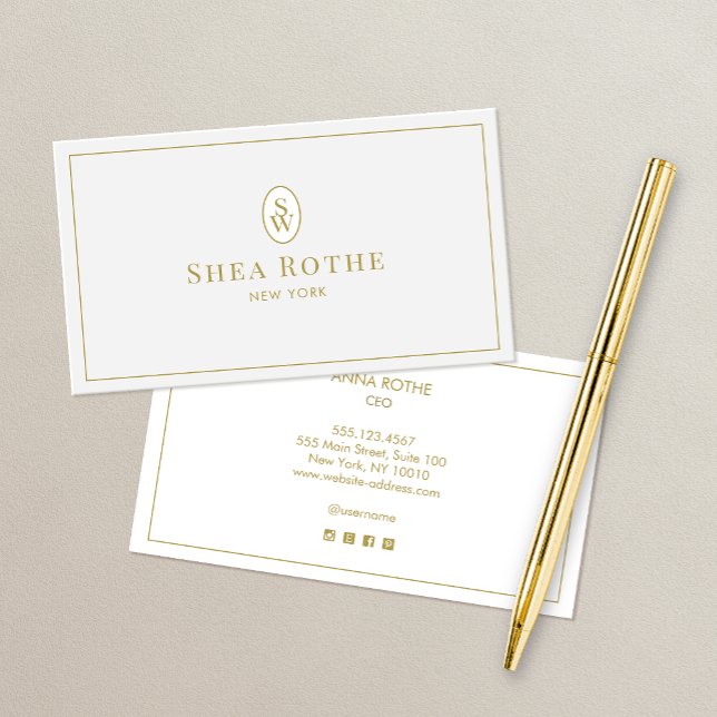 Monogramme Vintage gris clair simple professionnel (Créateur téléchargé)