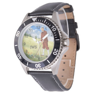 Monogramme vintage montre golfeur