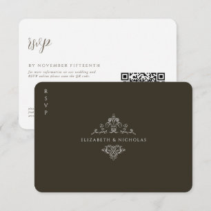 Monogramme vintage   QR Code Mariage RSVP