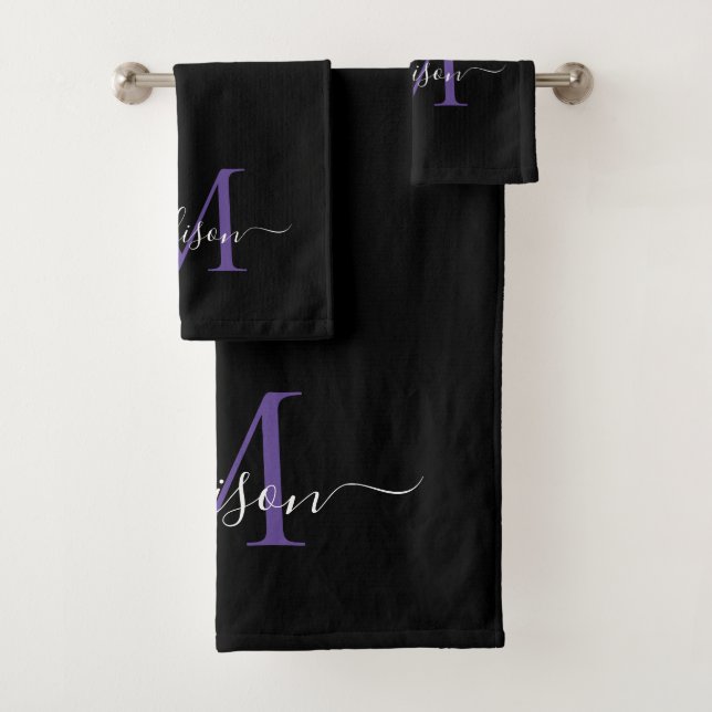Monogramme violet violet noir moderne Nom du scrip (En situation)
