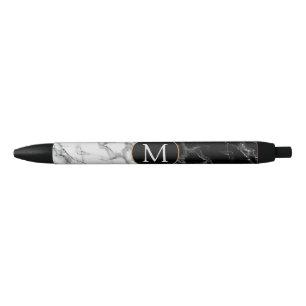 Monogramme Votre Lettre Stylo Cadeau Marbre Noir B