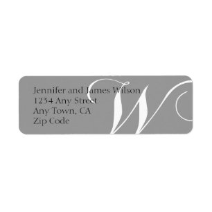 Monogramme W Étiquettes d'adresse de retour Gris