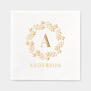 Monogramme Wreath serviettes élégantes initiales