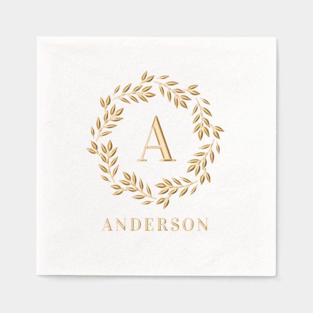 Monogramme Wreath serviettes élégantes initiales (Recto)