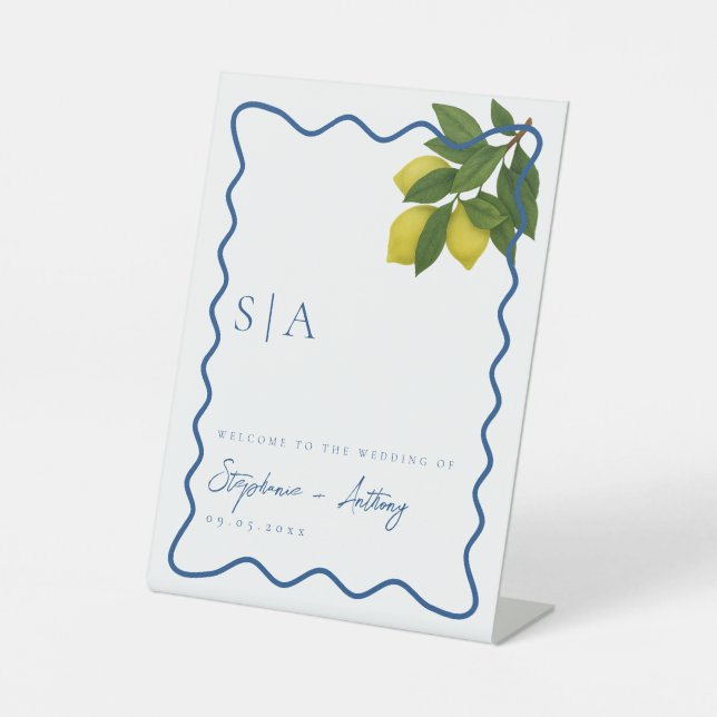 Monogramme Zitronenfrüchte, Hochzeitssonne an der  Sockelschild (Vorderseite)