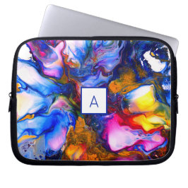 Monogrammed Agate Fluid Art Personalized Laptopschutzhülle