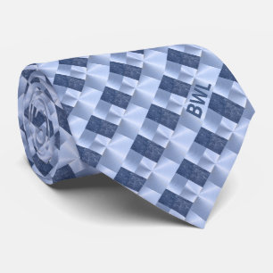 Monogrammed Blue Block Pattern Krawatte