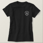 Monogrammed bridal party shirts matching<br><div class="desc">Custom wedding crest embroidered women's t-shirt with personalized monogram. Perfect bachelorette party shirt, bridesmaids gift, getting ready outfit, or wedding party tee with elegant crest design. Celebrate in style with this sophisticated embroidered wedding crest women's t-shirt! Featuring a custom monogram elegantly framed within an ornate crest design, this personalized black...</div>
