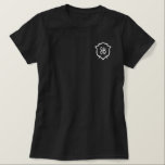 Monogrammed bridal party shirts matching<br><div class="desc">Custom wedding crest embroidered women's t-shirt with personalized monogram. Perfect bachelorette party shirt, bridesmaids gift, getting ready outfit, or wedding party tee with elegant crest design. Celebrate in style with this sophisticated embroidered wedding crest women's t-shirt! Featuring a custom monogram elegantly framed within an ornate crest design, this personalized black...</div>