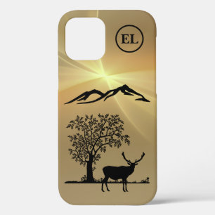 Monogrammed Buck Silhouette Apple iPhone 12 Coque