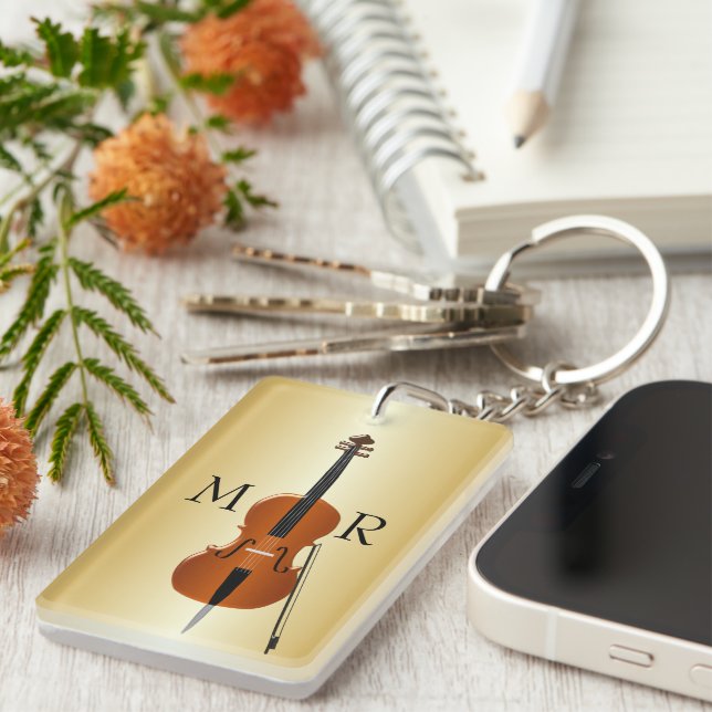 Monogrammed Cello Schlüsselanhänger (Vorderseite rechts)