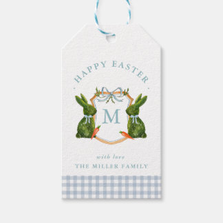 Monogrammed Crest Topiary Bunny Easter  Geschenkanhänger