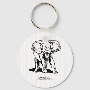 Monogrammed Cute Black Elephant Schlüsselanhänger
