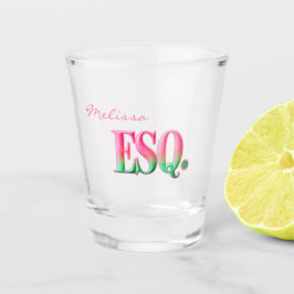 Monogrammed ESQ. Ombre Pink & Green Shot Glass Schnapsglas