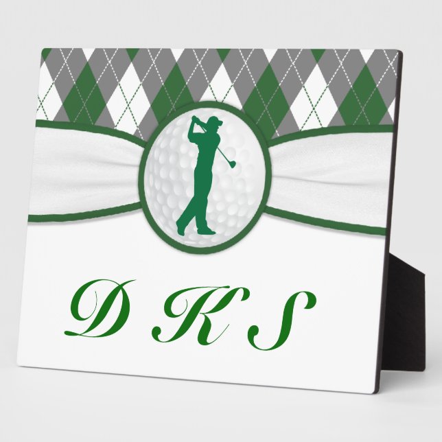 Monogrammed golf plaid fotoplatte (Seite)