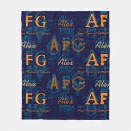 Monogrammed Modern Collage of Initials & Names Fleecedecke