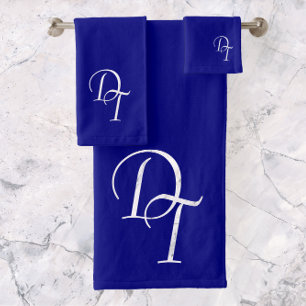 Monogrammed - navy blue badhandtuch set
