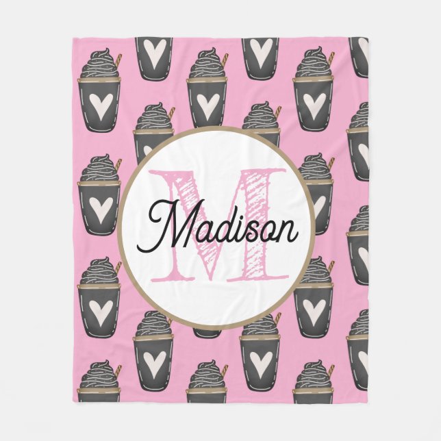 Monogrammed personalize fleece blanket coffee (Vorderseite)