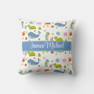 Monogrammed personalized pillow sea themed kissen