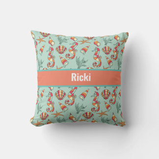 Monogrammed personalized pillow sea themed kissen