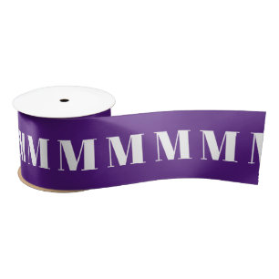 Monogrammed purple white custom anfangs number satinband