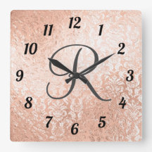 Monogrammed Rose Gold Damask