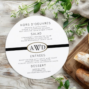 Monogrammed Round Wedding Menu Template Menükarte