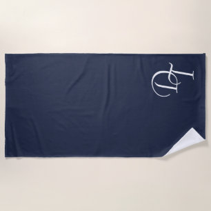 Monogrammed - serviette de plage bleu marine