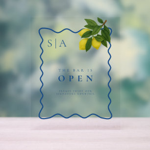 Monogrammes Citron Citron, Vague Bleue Bordure Mar
