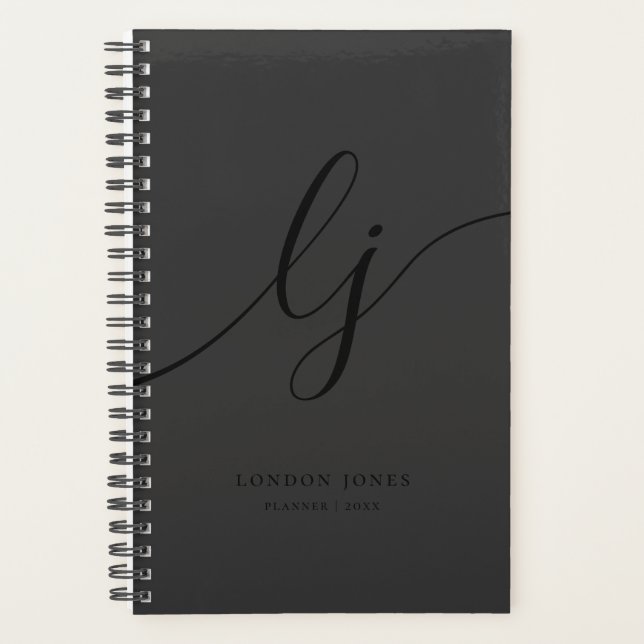 Monogrammes Initiales Business Noir Calligraphie (Devant)