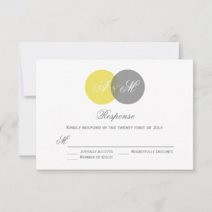 Monogrammes jumeaux jaunes et gris Mariage Carte R