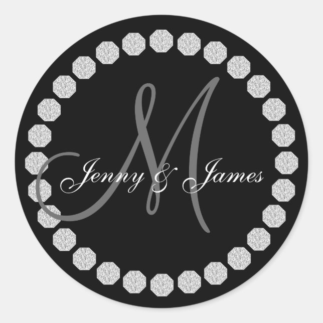 Monogrammes Noms Mariage Favoriser Étiquettes (Devant)