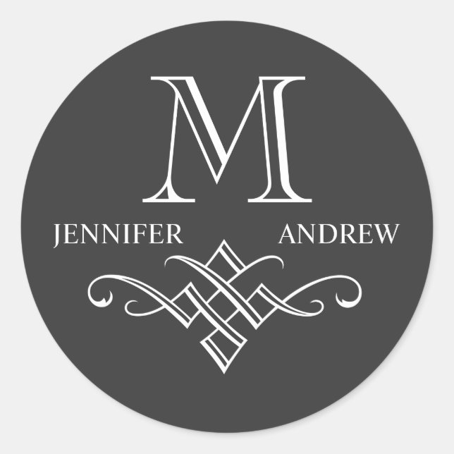 Monogrammes Noms Stickers Mariage Charbon (Devant)